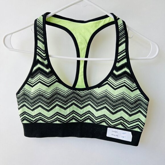 LULULEMON Reversible Ebb & flow bra in Green/black chevron L33 - Picture 2 of 8